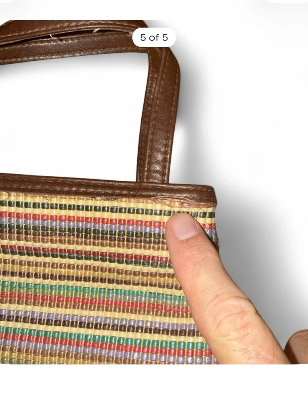 Vintage Liz Claiborne Canvas Striped Brown Handle Women’s Bag